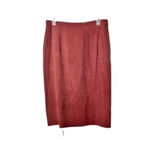 August Silk Muted Reddish Brown Silk Pencil Skirt
